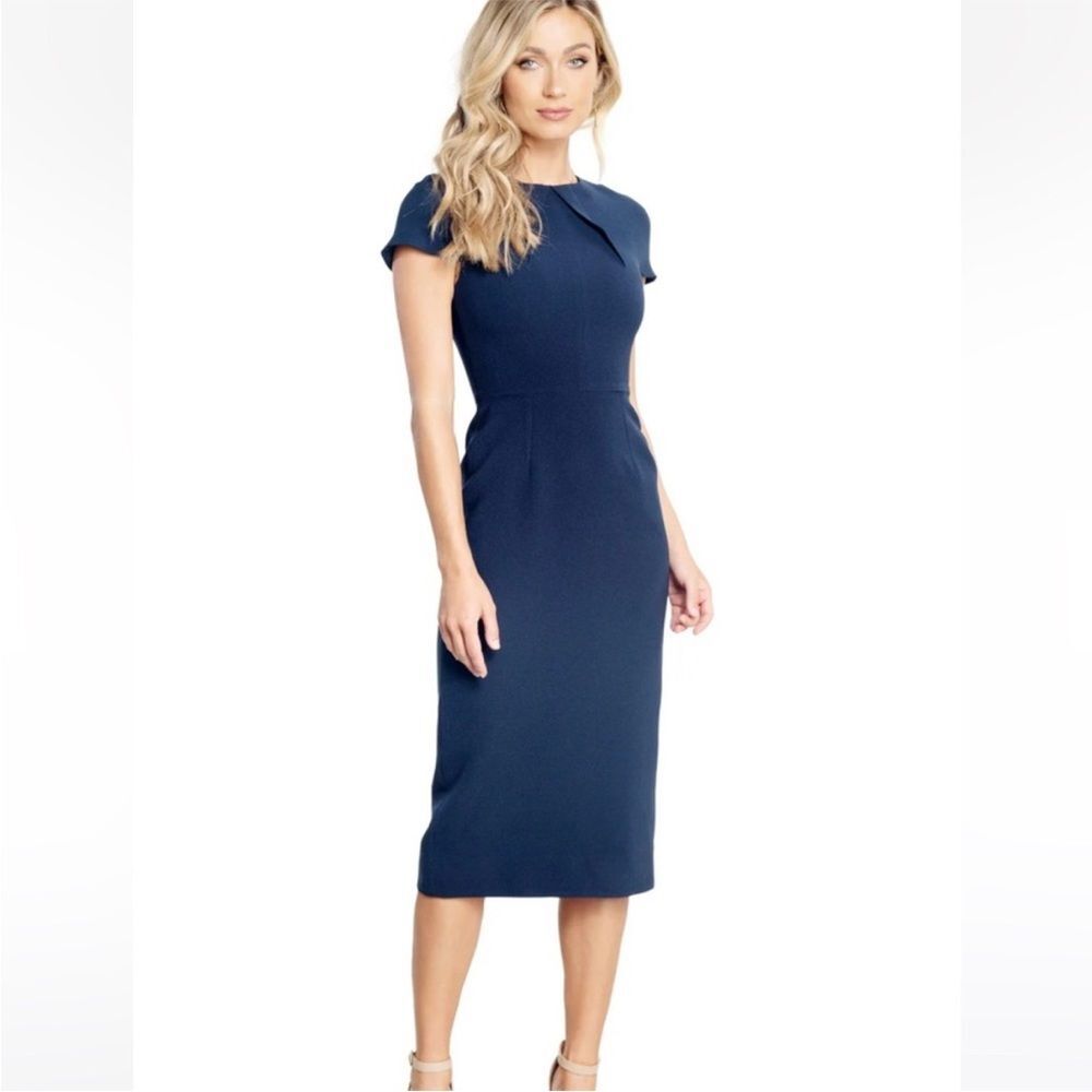 Dress the Population Lainey Sheath Midi Dress – Navy – Size M